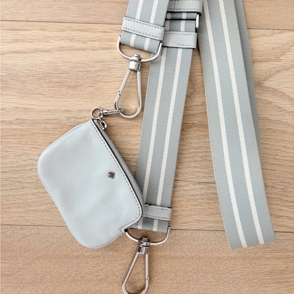 Kate Spade Gray and White Adjustable Strap with Pouch - Picture 3 of 3